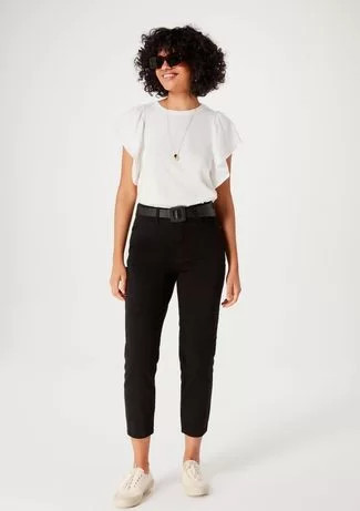 Calça Básica Em Sarja Feminina Cintura Alta Mom | Dafiti (BR)