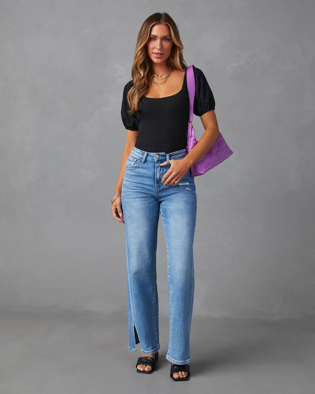 Downey High Rise Slit Flare Leg Jeans | VICI