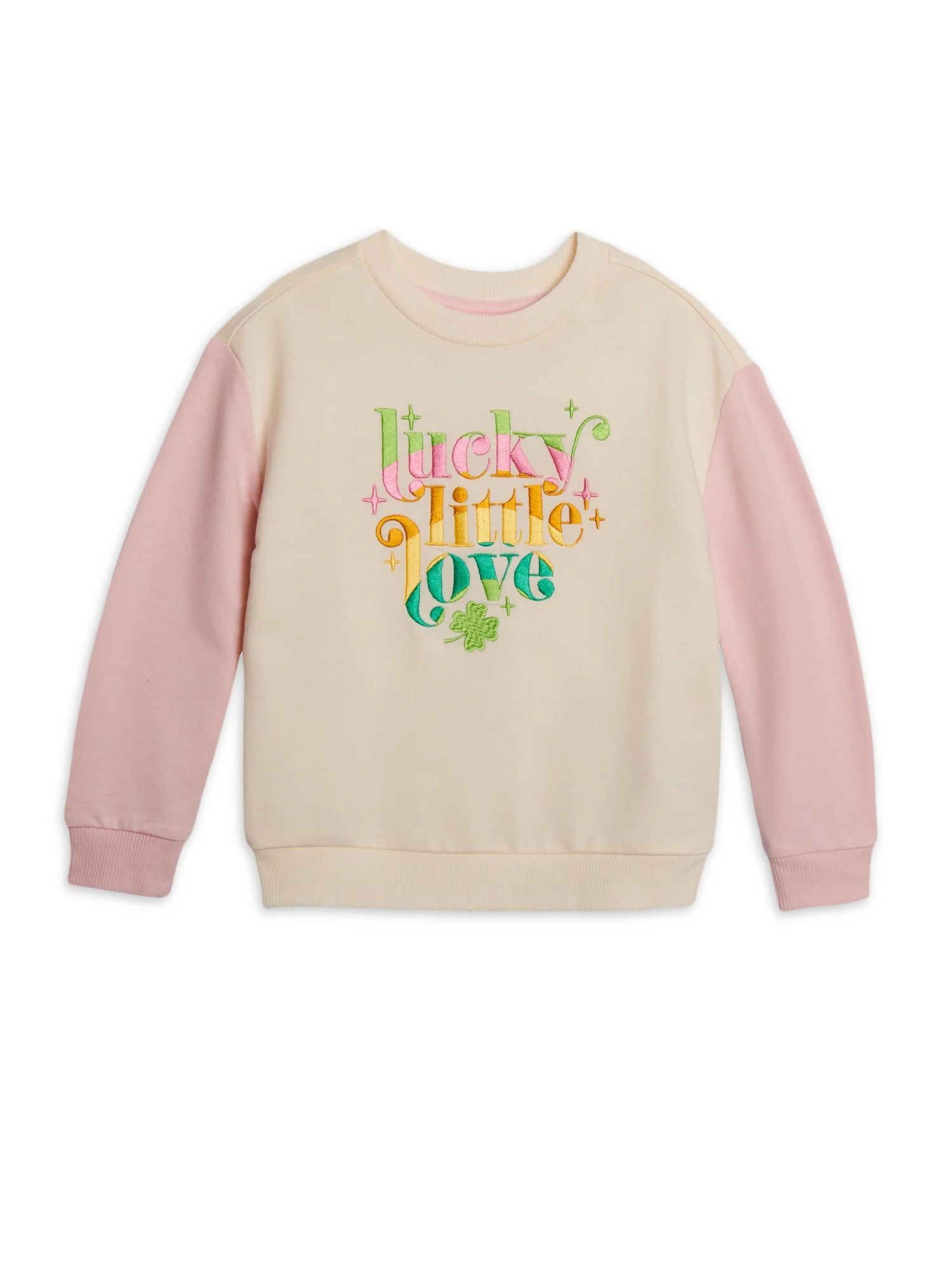 Wonder Nation Toddler Girls St Patricks Day Lucky Crewneck Sweatshirt with Long Sleeves, Sizes 2T... | Walmart (US)