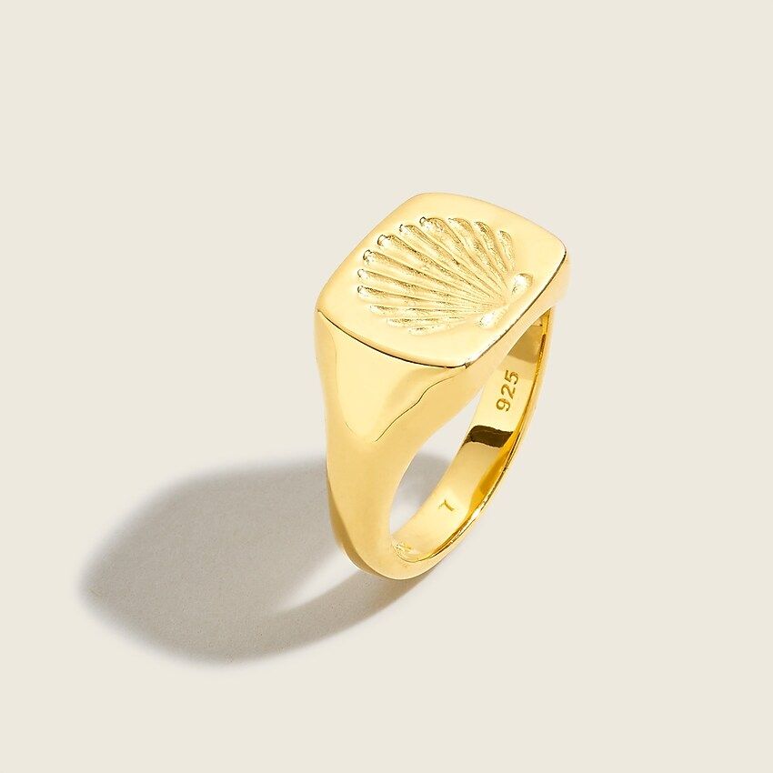 Demi-fine 14k gold-plated summer signet ring | J.Crew US