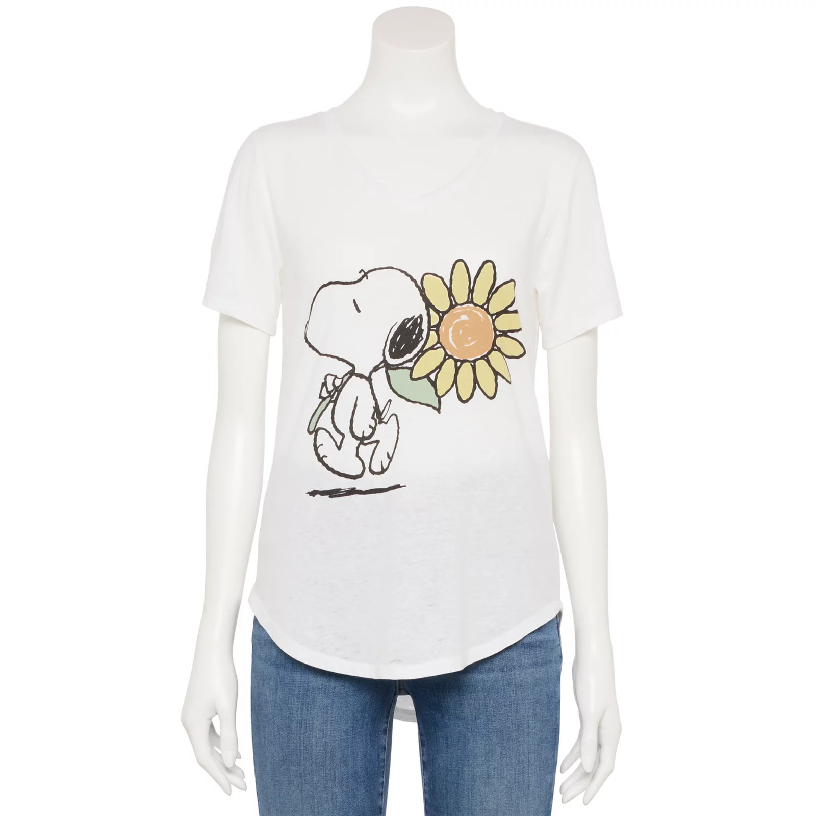 Juniors' Peanuts Snoopy Daisy Tee, Girl's, Size: Medium, White | Kohl's
