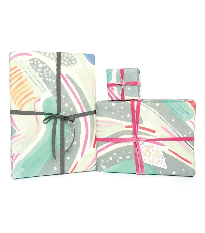stripes aqua gift wrap | Thimblepress