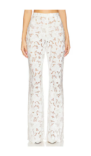 Nadine Merabi Velvet Lace Trousers in White. - size 8/M | Revolve Clothing (Global)