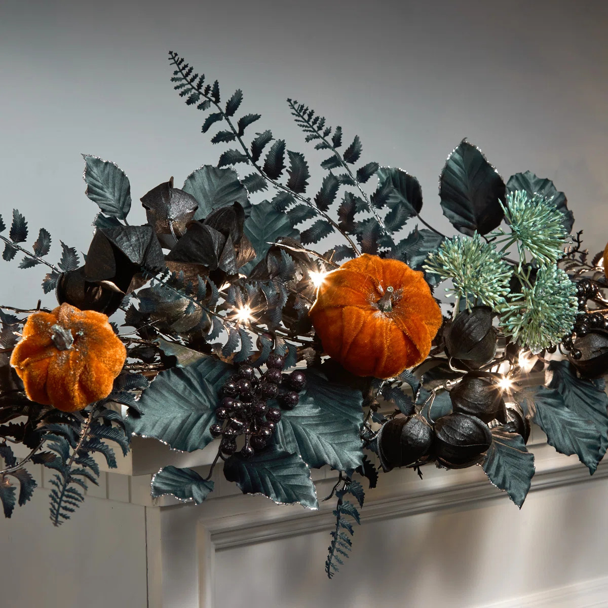 6' Halloween Pumpkin Garland with LED Lights | Wayfair North America
