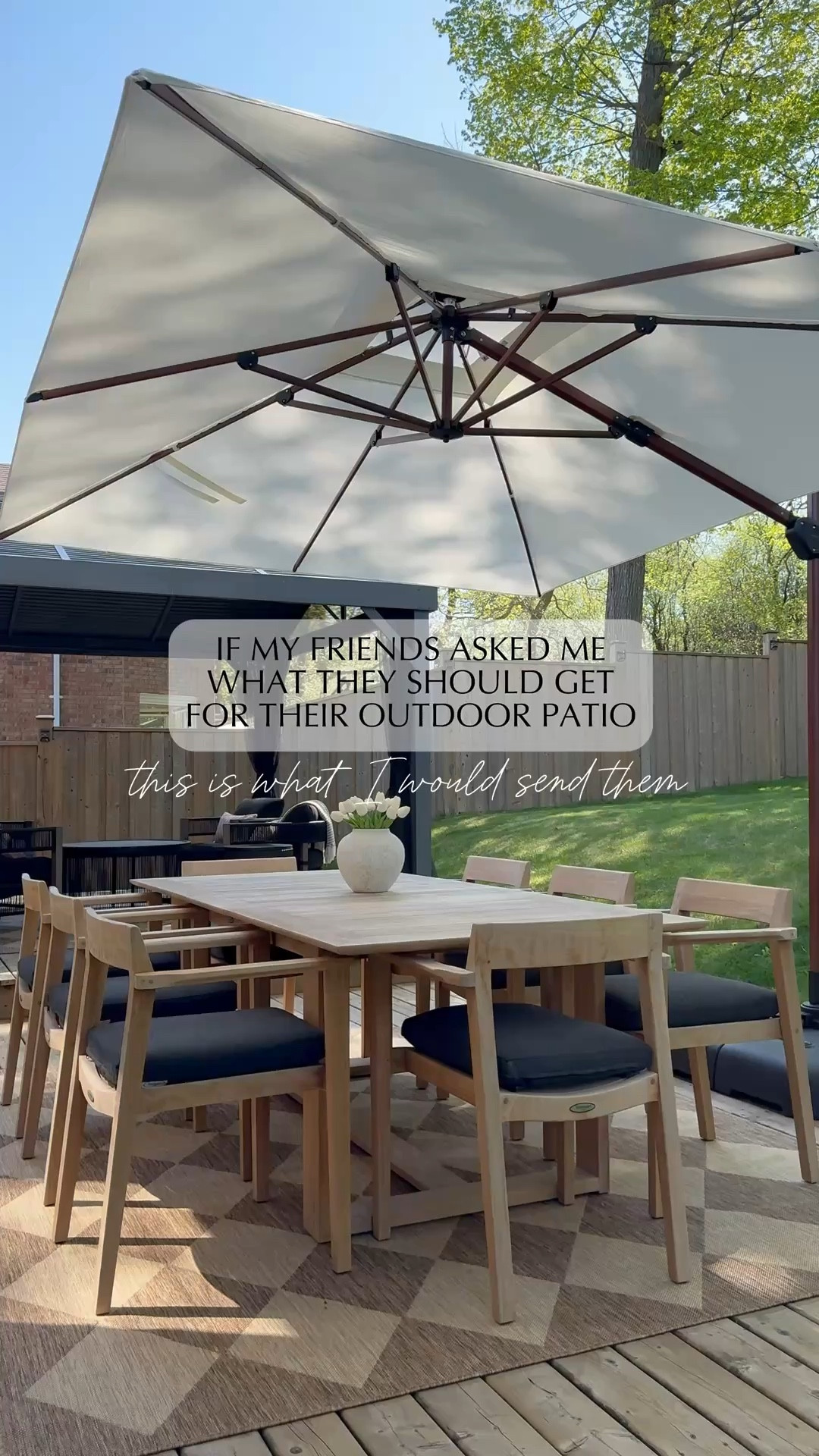 If my friends asked me what they should get for their outdoor patio, this is what I would send them👌🏼

Sharing some of my favourite and best selling pieces that helped me create a cozy and inviting outdoor patio☀️

#patio #patiofinds #coolertable #patioumbrella #outdoorrug #fauxflowers #summerstyling

#LTKHome #LTKSeasonal