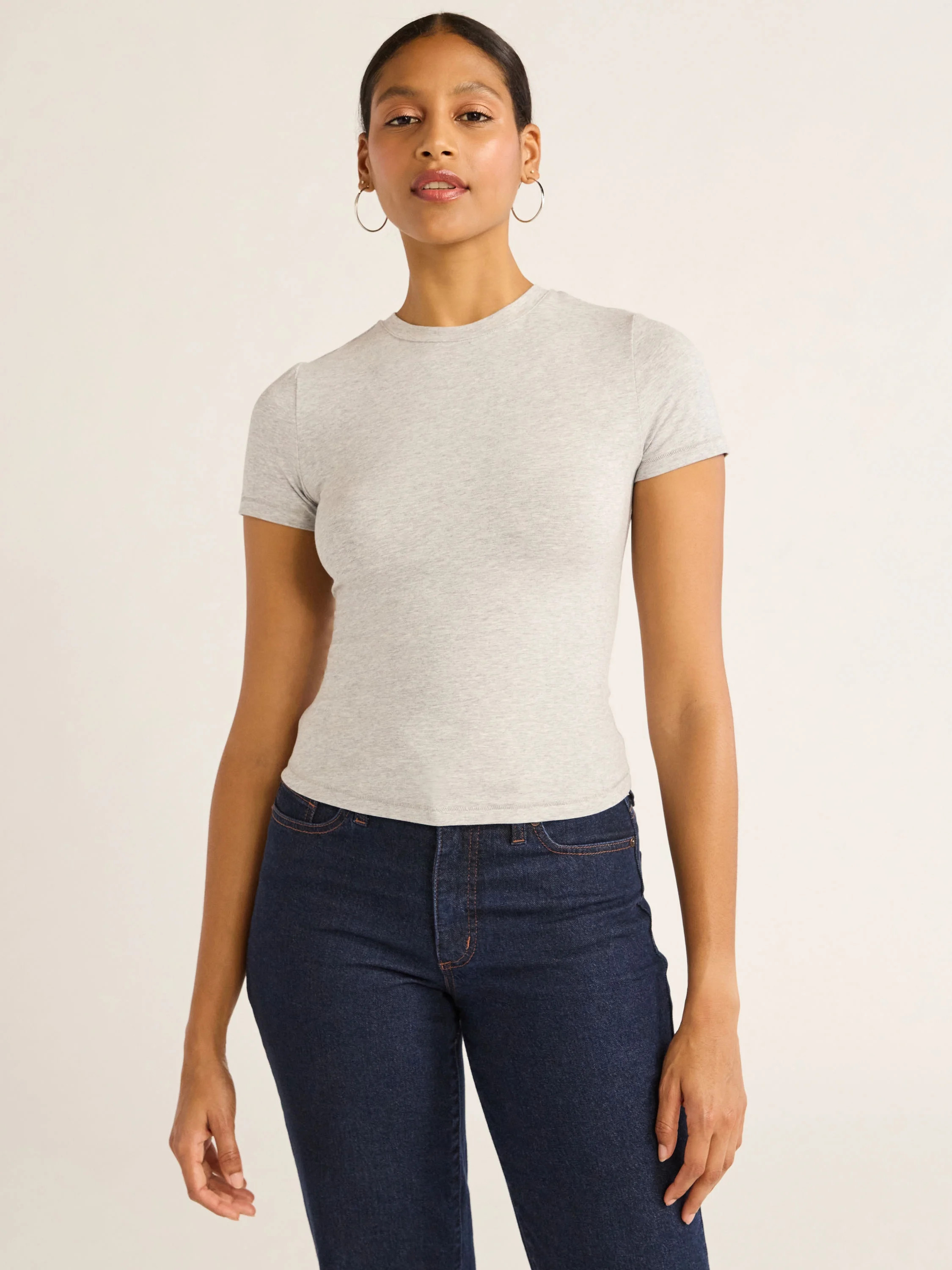 Scoop Women’s and Women’s Plus Stretch Cotton Baby Tee with Short Sleeves, XS-4X | Walmart (US)