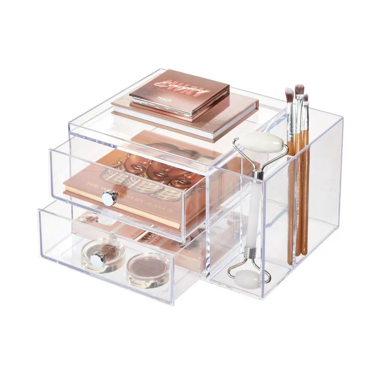 iDesign Clarity Cosmetic Organizer for Vanity Cabinet to Hold Makeup, Beauty Products, 2 Drawer w... | Walmart (US)