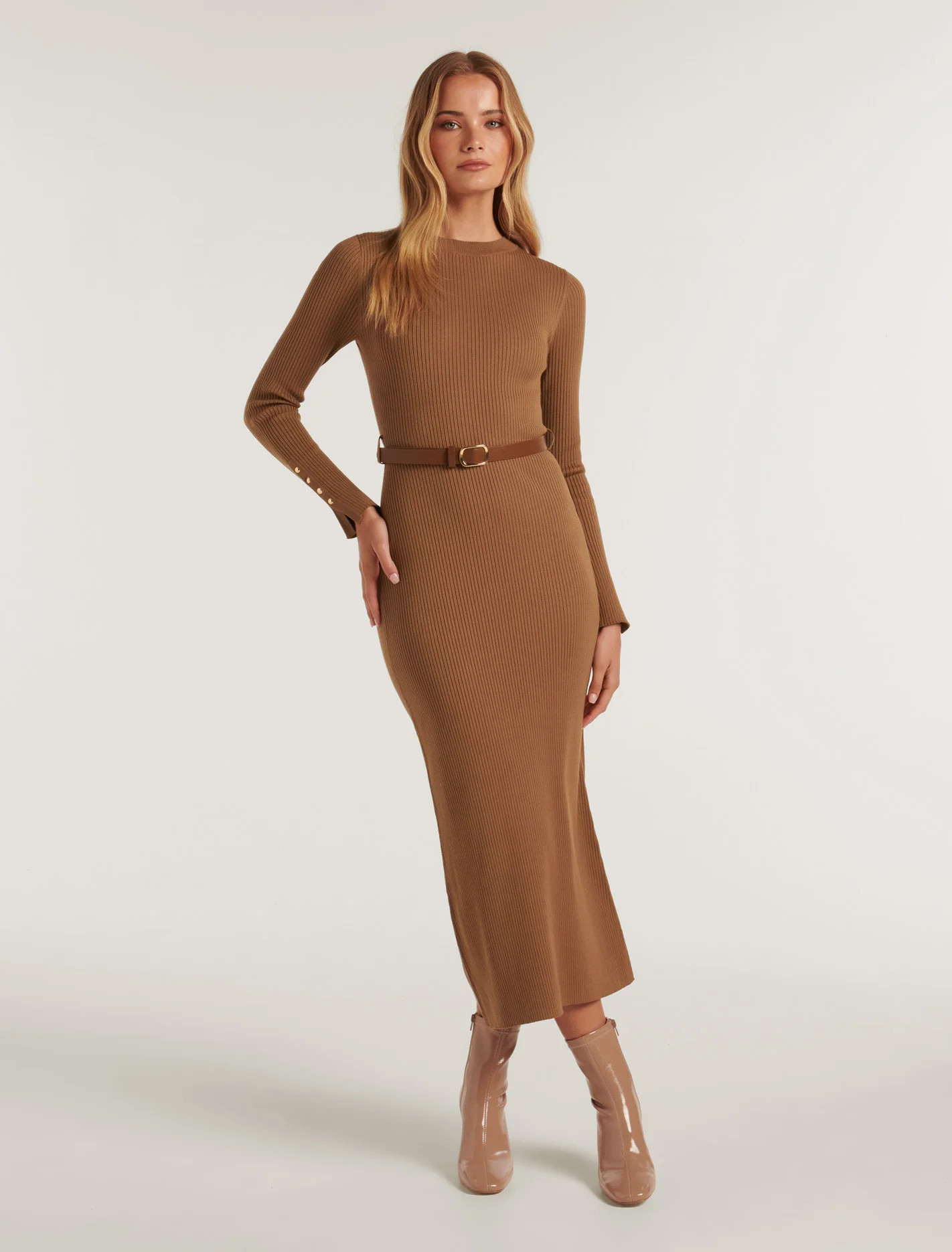 Hannah Belted Midi Knit Dress | Ever New (CA)