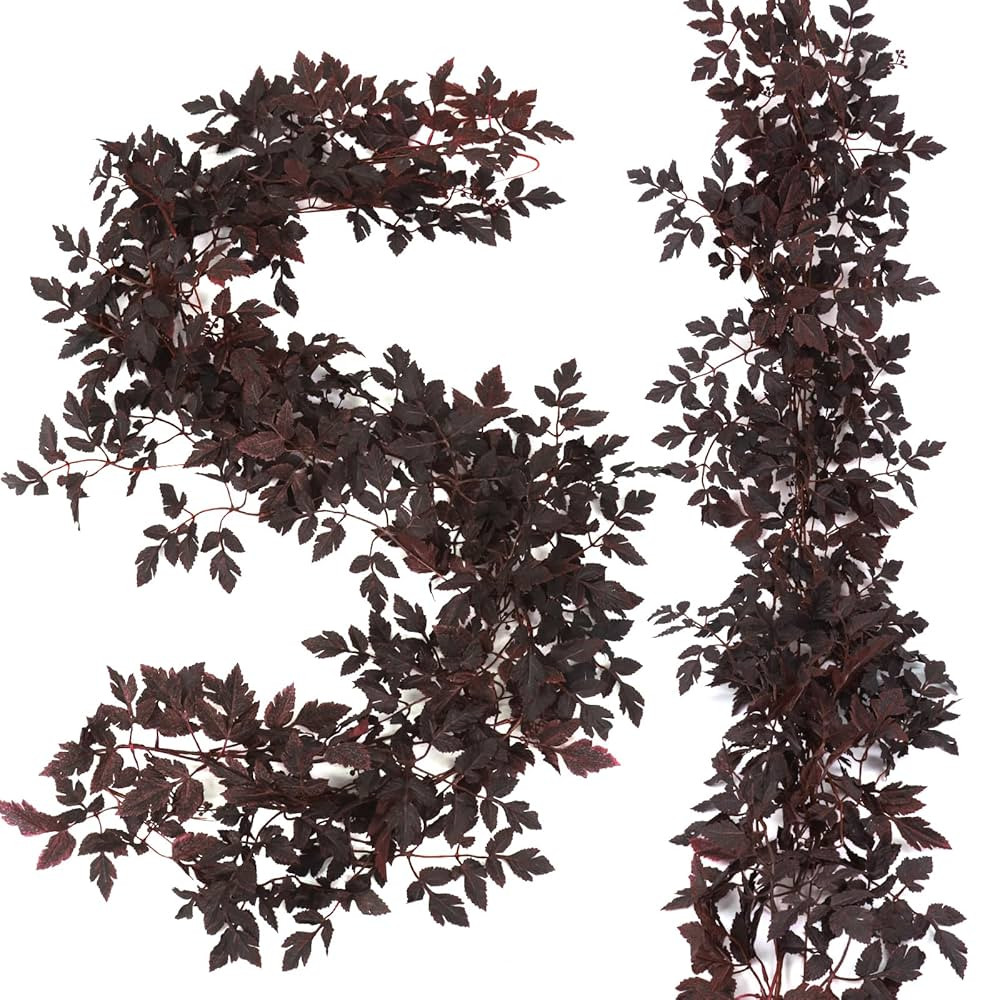 2 Pack Plum Cimicifuga Seeded Garland Fall Decor 6 Ft Artificial Autumn Leaf Garland Halloween Th... | Amazon (US)