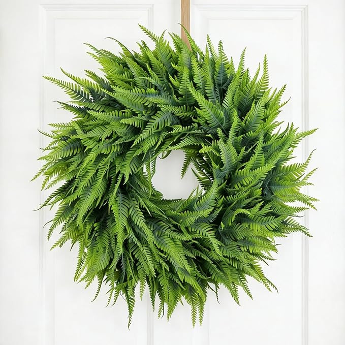 24" Spring Summer Persian Leaf Wreath for Front Door \u2013 Lush Green Artificial Wreath for Home... | Amazon (US)