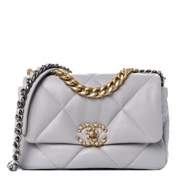 CHANEL Lambskin Quilted Medium Chanel 19 Flap Grey | FASHIONPHILE | Fashionphile