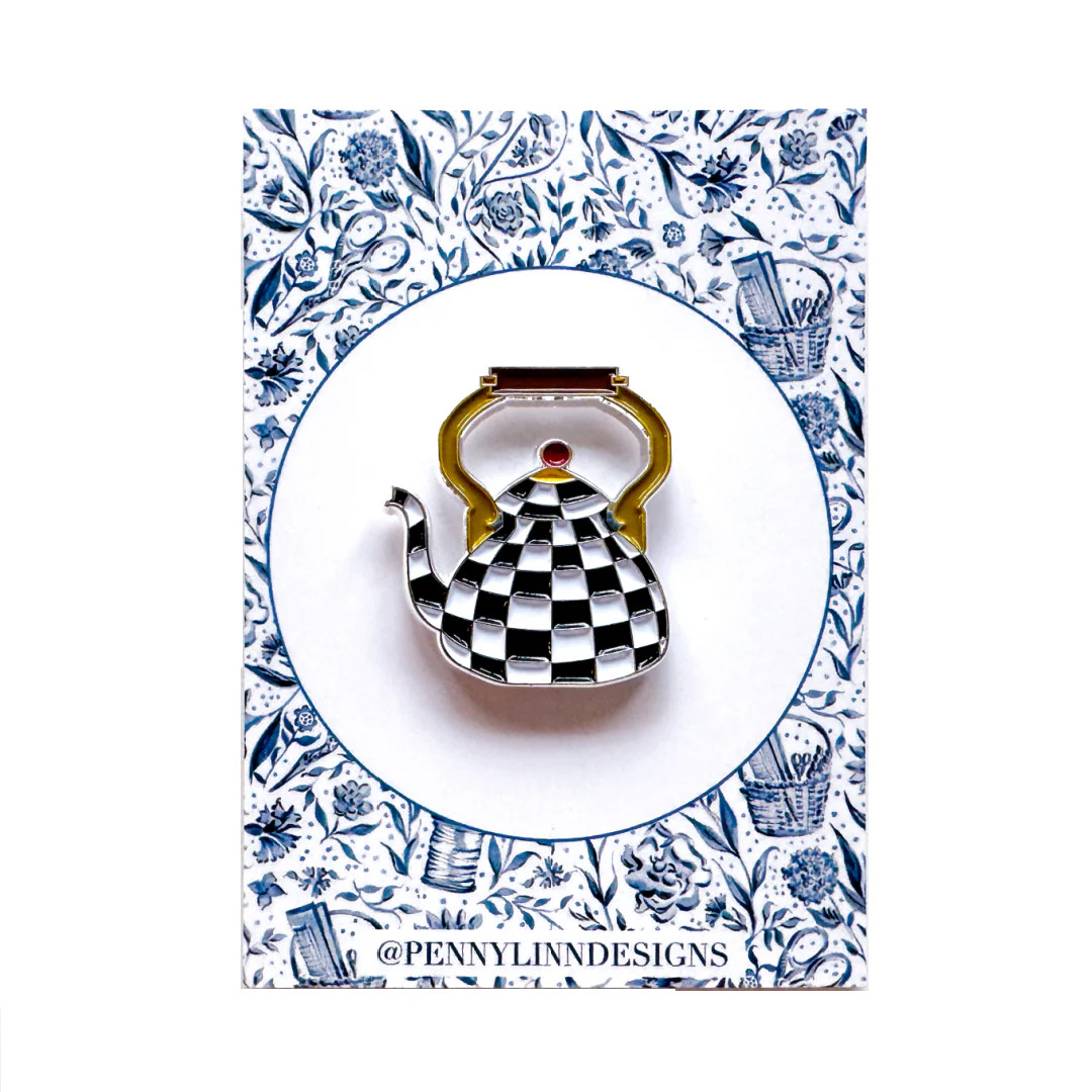 MacKenzie-Childs Courtly Check Tea Kettle Needle Minder | Penny Linn Designs
