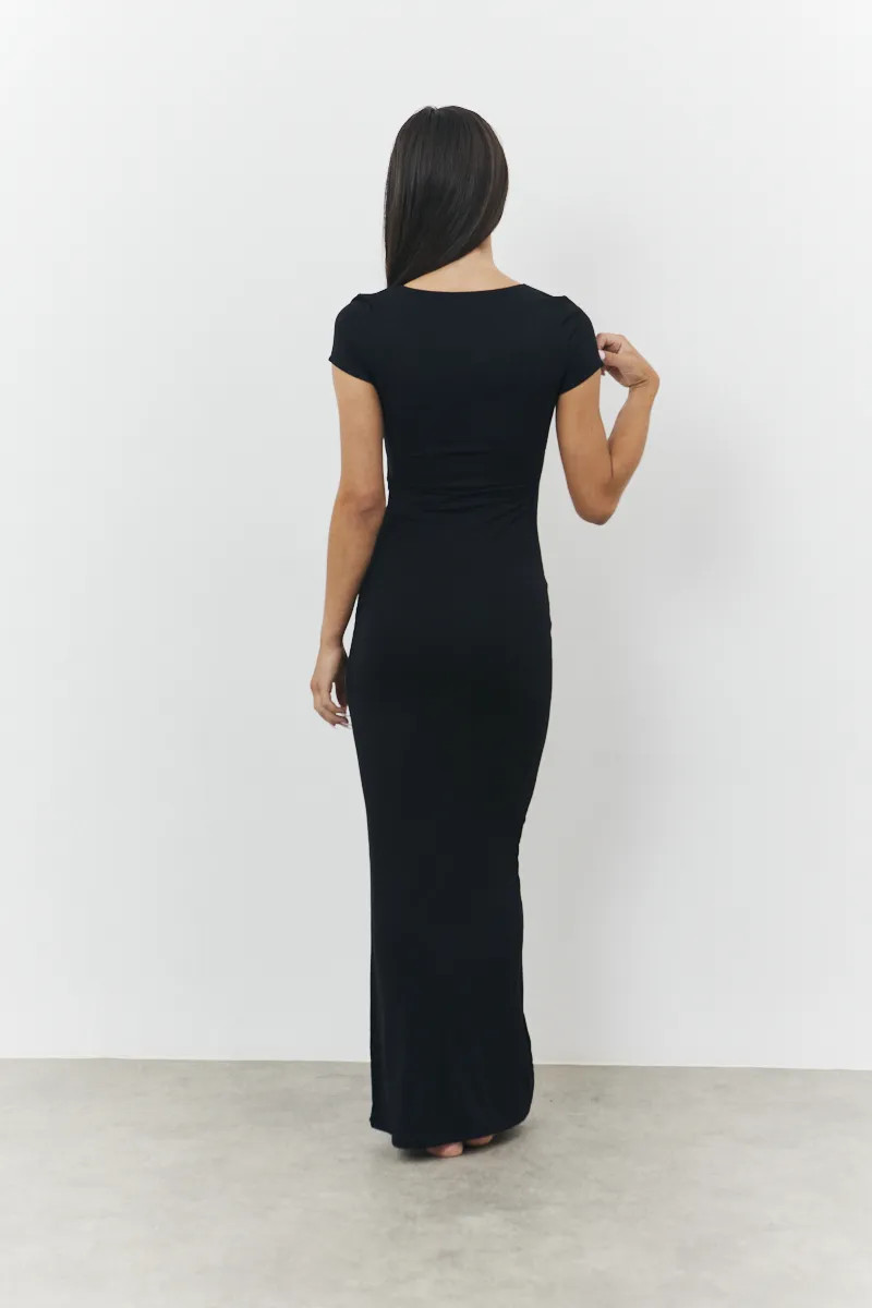 Sculpting Cap Sleeve Maxi Dress | In The Style
