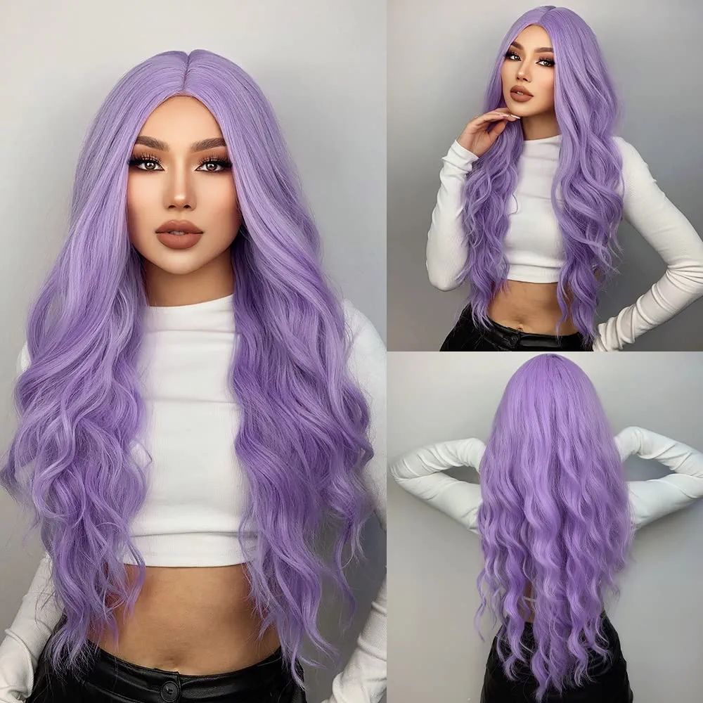 MUPUL Purple Body Wave Synthetic Wigs For Women 26inch Long Curly Hair For Cosplay Girls and Wome... | Amazon (US)