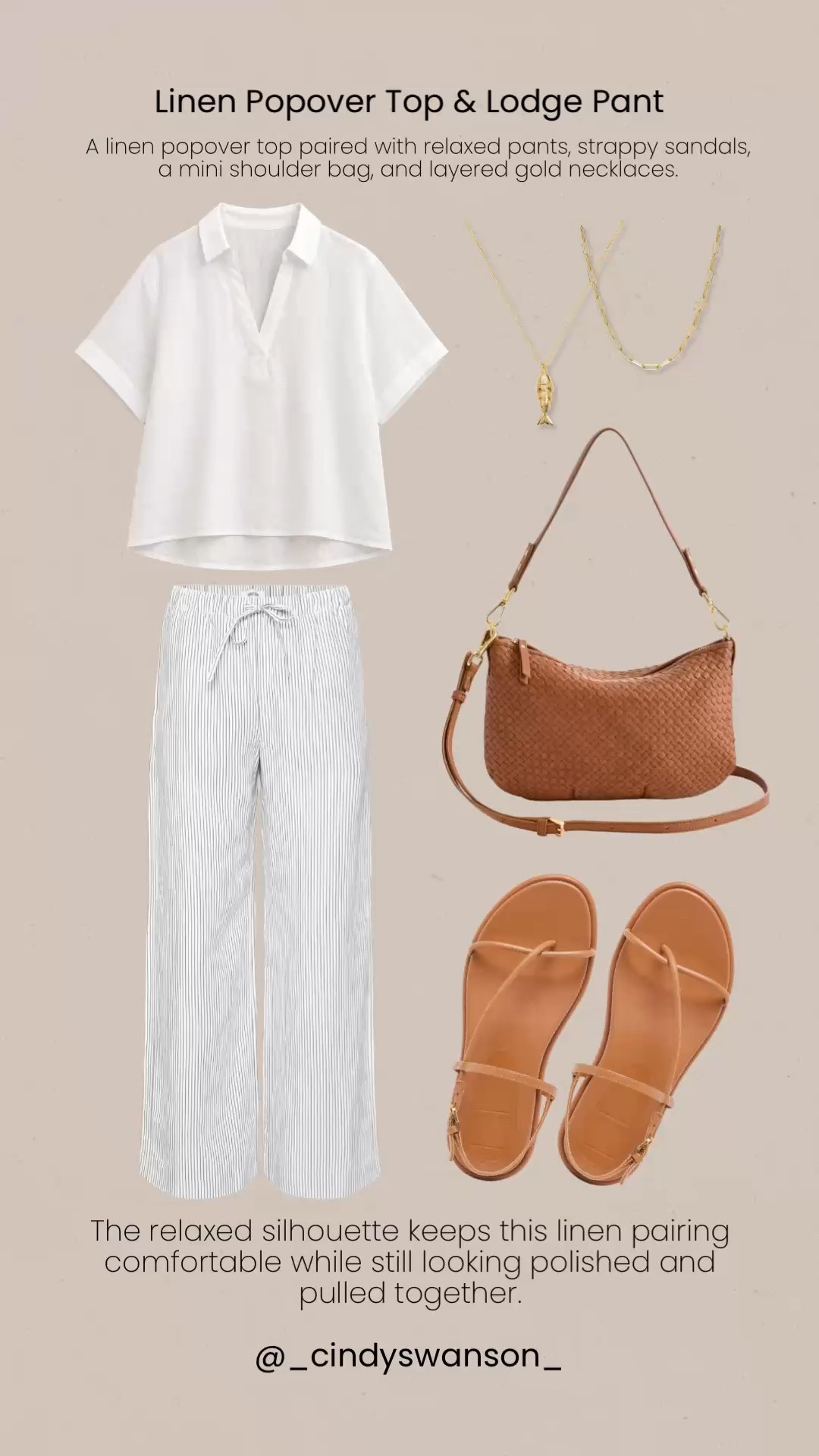A linen popover top and relaxed striped pants make warm-weather dressing feel effortless. The breathable linen and easy silhouette keep this look comfortable, while strappy sandals, a woven crossbody, and layered gold necklaces add a polished finish. An easy combination for travel, weekends, and everyday summer days.

💡 LTK MADE EASY
❤️ Heart = Support my posts!
🔖 Save = Get sale & restock alerts
📋 Lists = Keep favorites organized
📲 Share = Send lists and products to a friend. Hello, Christmas List!
💬 Comment = Ask me anything about what I’m wearing. :-)

#LTKootd #LTKOver40 #LTKTravel