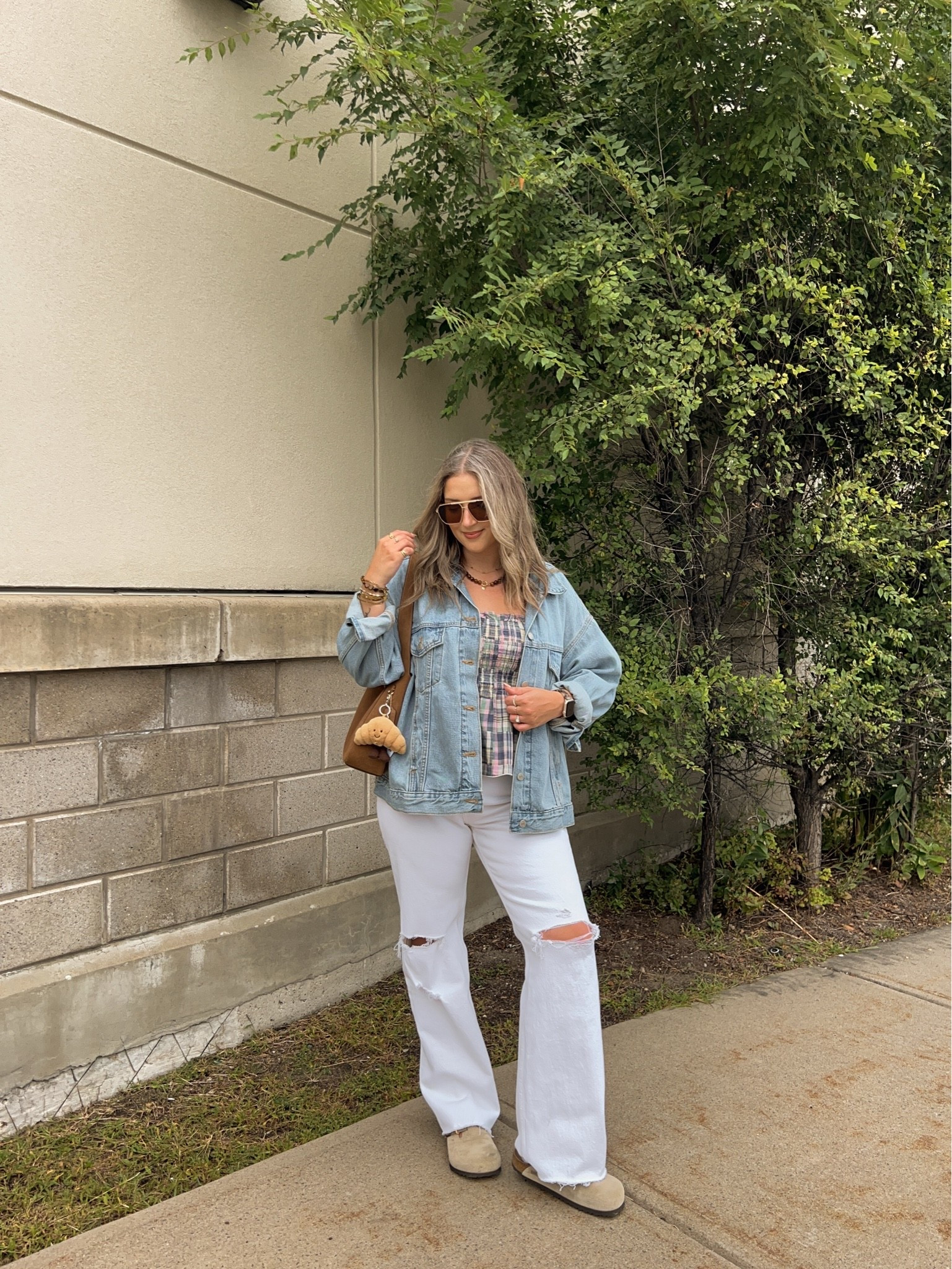 Fall outfit! Wearing 30 in the jeans, L in the plaid tank top, sized up to XL in the denim jacket for an oversized fit. I’m a 9.5-10 shoe and wear a 40 in the Birkenstock clogs

#LTKfall #LTKjeans #LTKmidsize