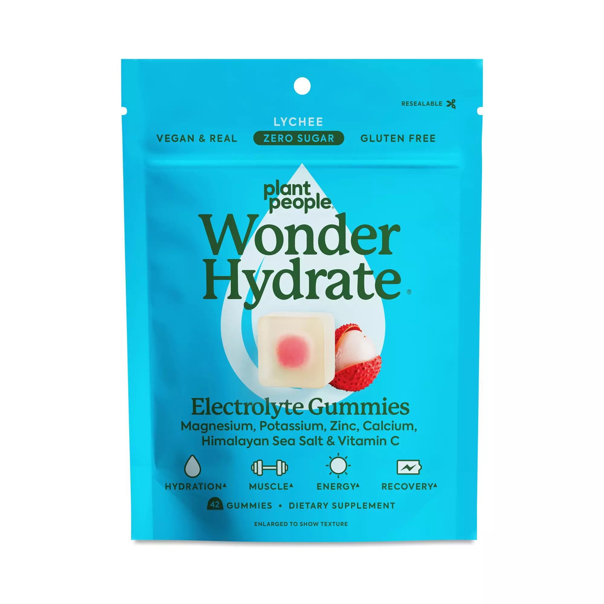 Plant People Wonder Hydrate Electrolyte Gummies, Lychee 42 gummies | Thrive Market