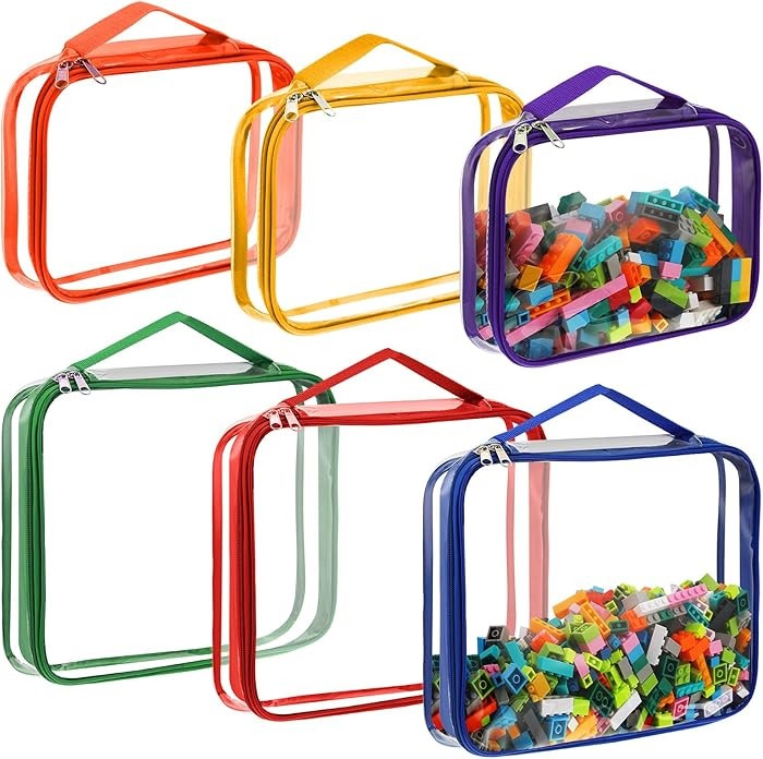 Sanwuta 6 Packs Toy Storage Bags, PVC Organizing Case Bags with Zipper, Waterproof Toy Container ... | Amazon (US)