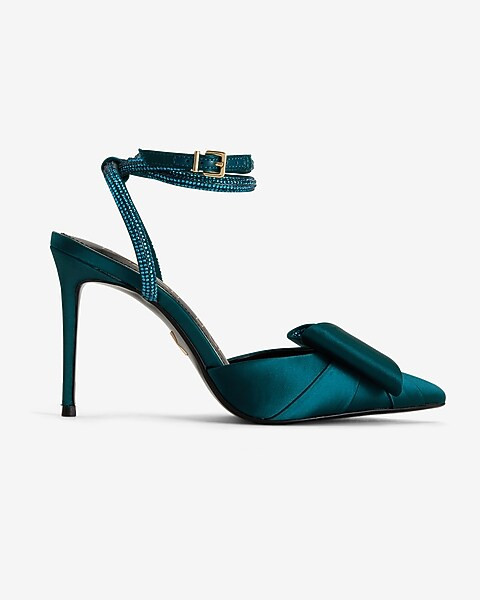 Rhinestone Bow Embellished Strap Pumps | Express