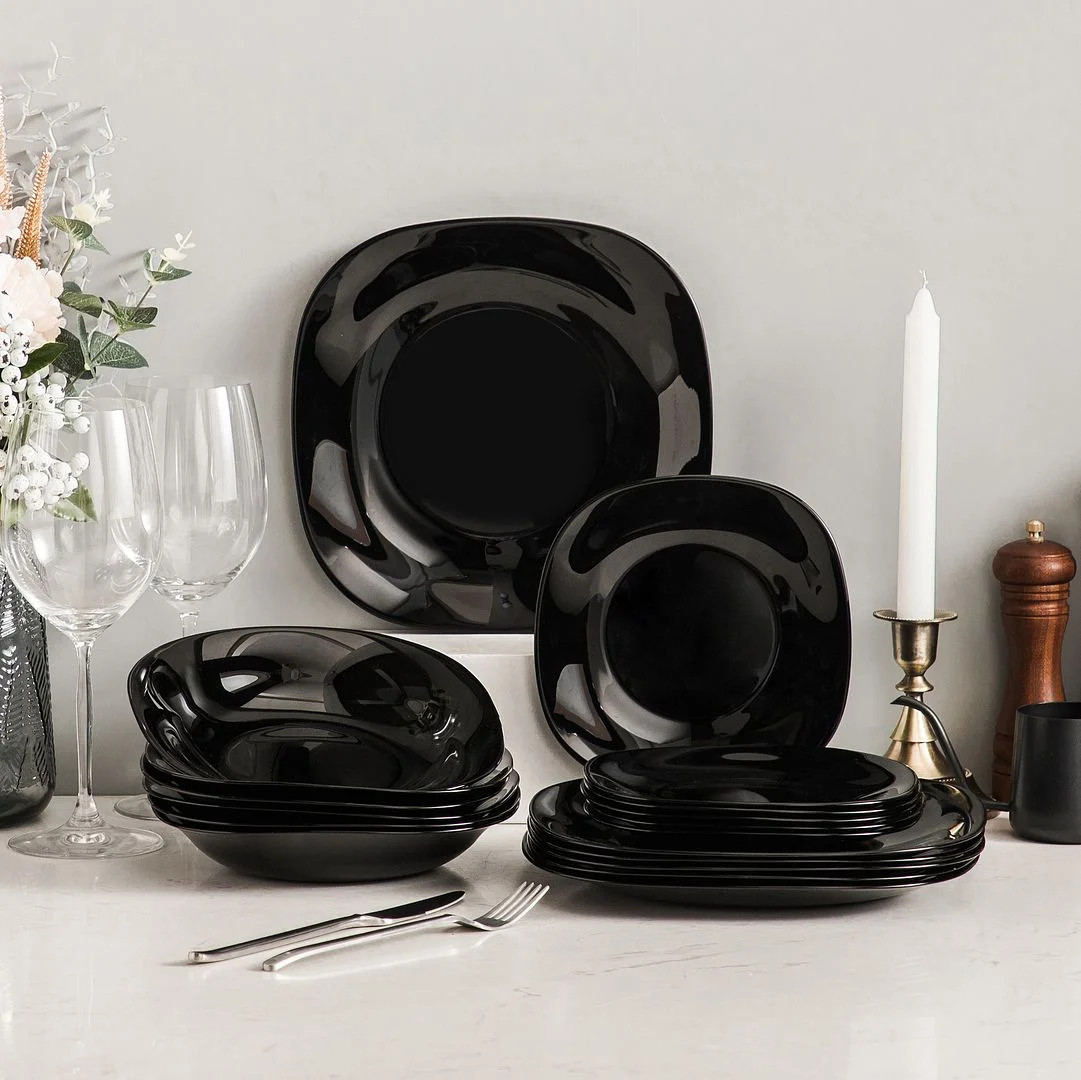 MALACASA, Series Dennis, 18-Piece Glassware Dinnerware Set, Black Dinner Set, Service for 6 - Wal... | Walmart (US)
