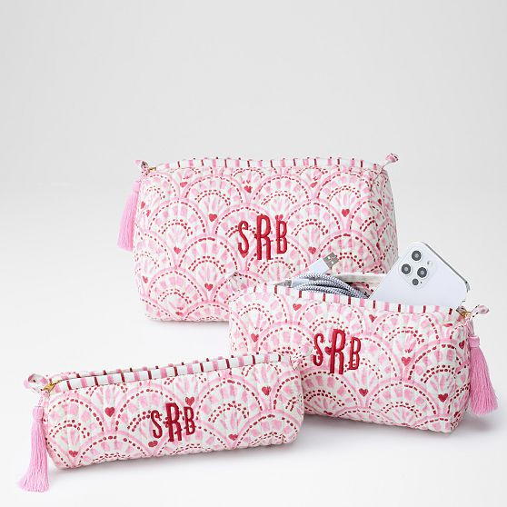 Block Print Quilted Cosmetic Pouch, Set of 3 | Mark and Graham