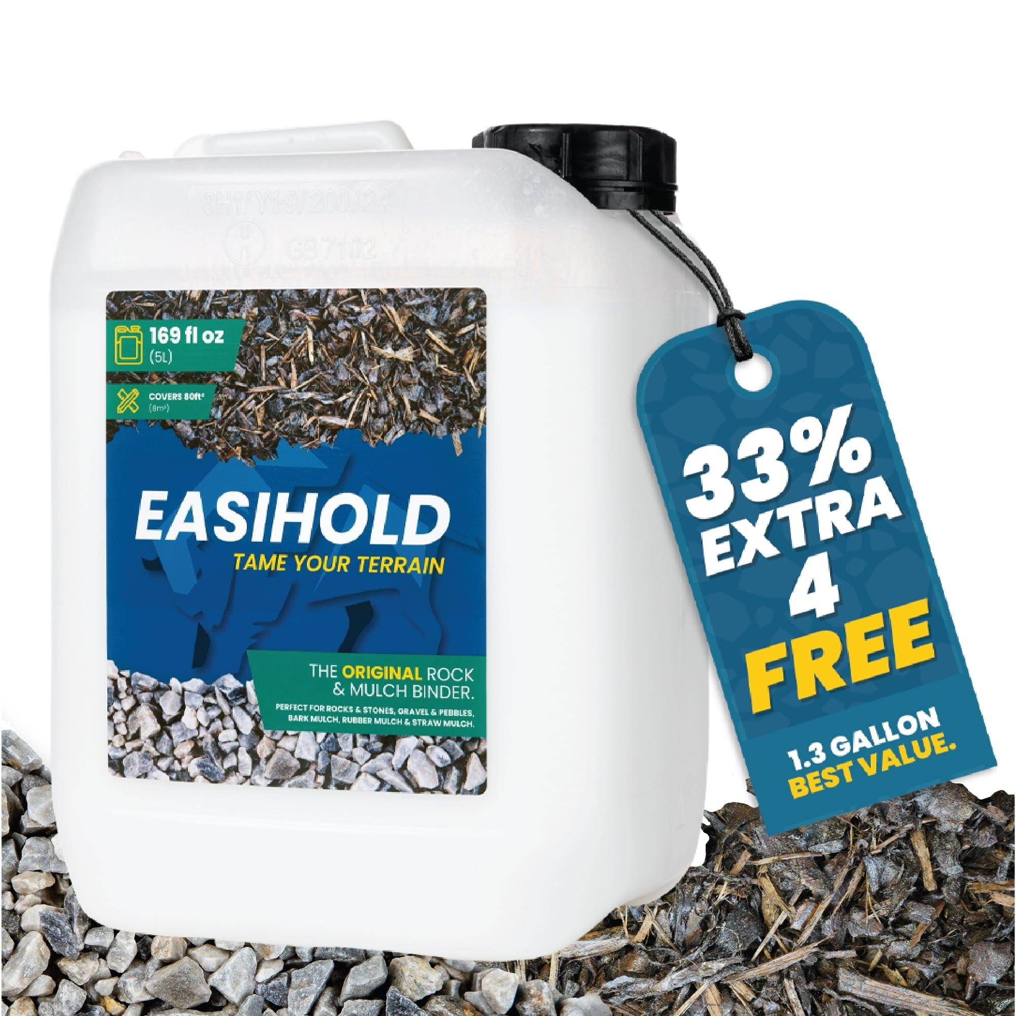Easihold Gravel Binder 1.3 Gallon – Max Rock Glue for Pea Gravel & Stones. Long-Lasting Mulch G... | Amazon (US)