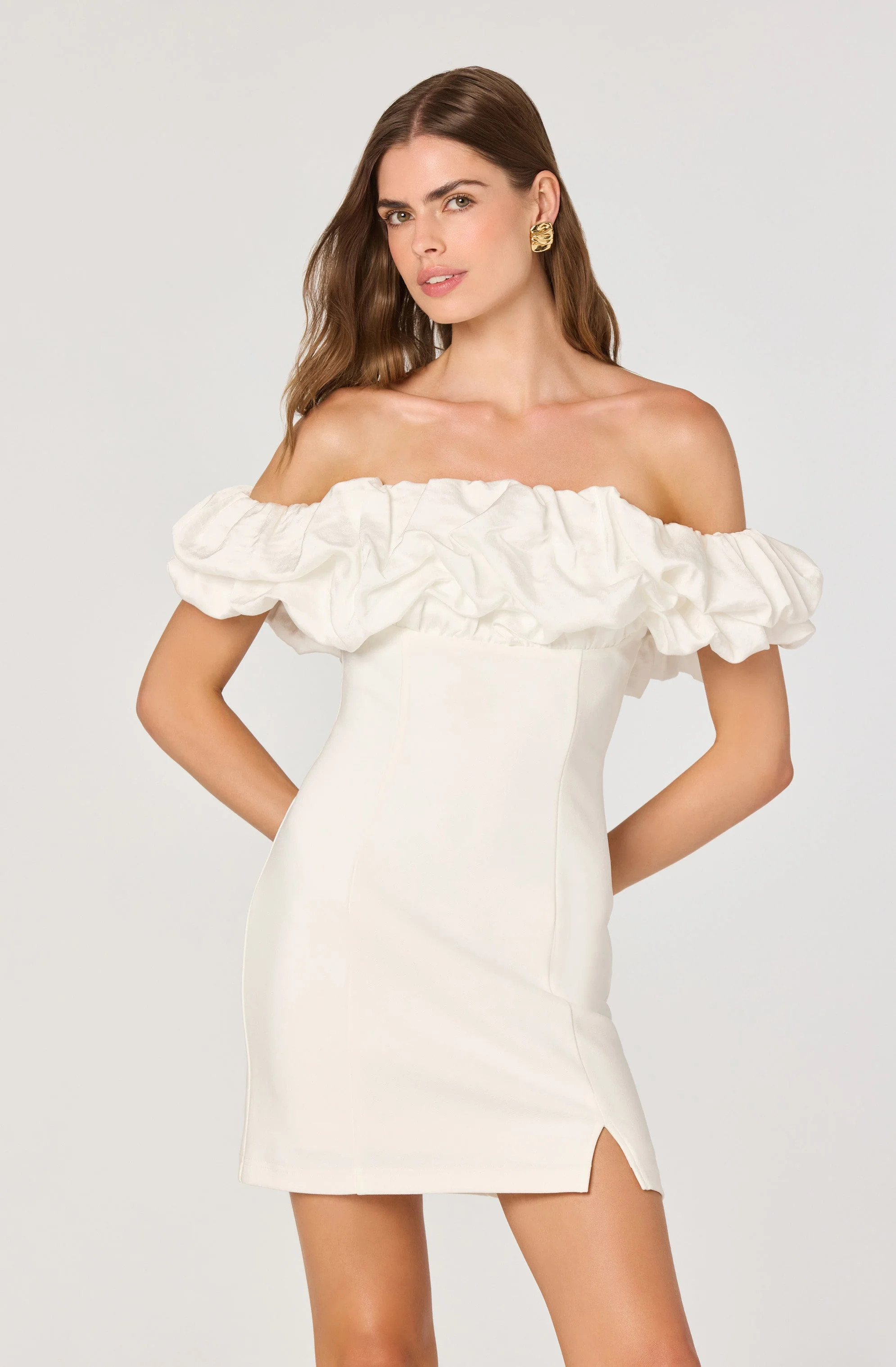 Ruffle Strapless Off Shoulder Dress | ASTR The Label (US)