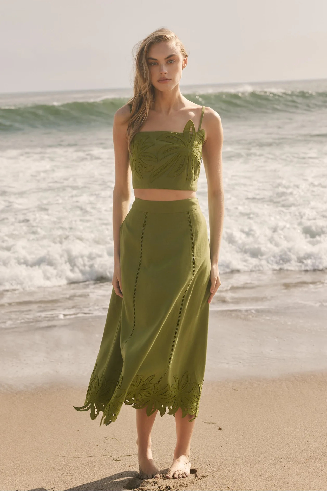 Palm Tree Linen Crop Top | English Factory | English Factory