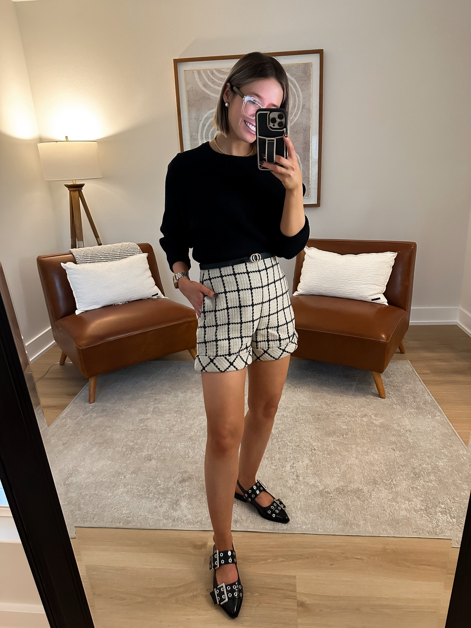 These Love Like This Plaid High Rise Shorts from Vici are darling! I got my true size small and they’re a little roomy in the front but a size down would be too small 

Black ribbed sweater weater is also old from Vici - linked similar 

Steve Madden Graya flat 

Use code SEPT25 for 25% off sitewide 

Fall outfit, tweed shorts, buckle flats, chic outfit

#LTKStyleTip #LTKSeasonal #LTKShoeCrush