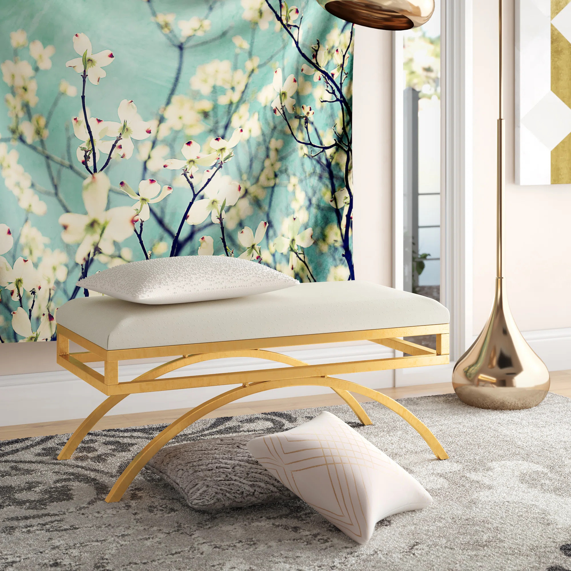 Everly Quinn Brooklyn-Lee Moon Arc Linen Bench & Reviews | Wayfair | Wayfair North America