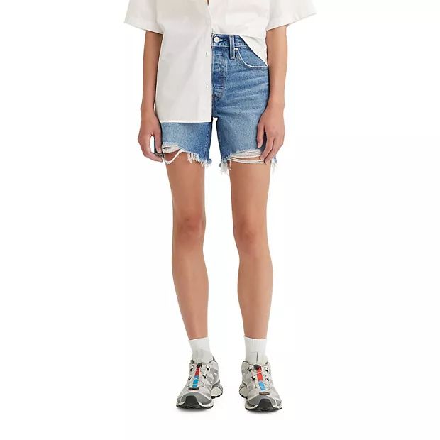Women's Levi's® 501™ Mid-Thigh Frayed Jean Shorts | Kohl's