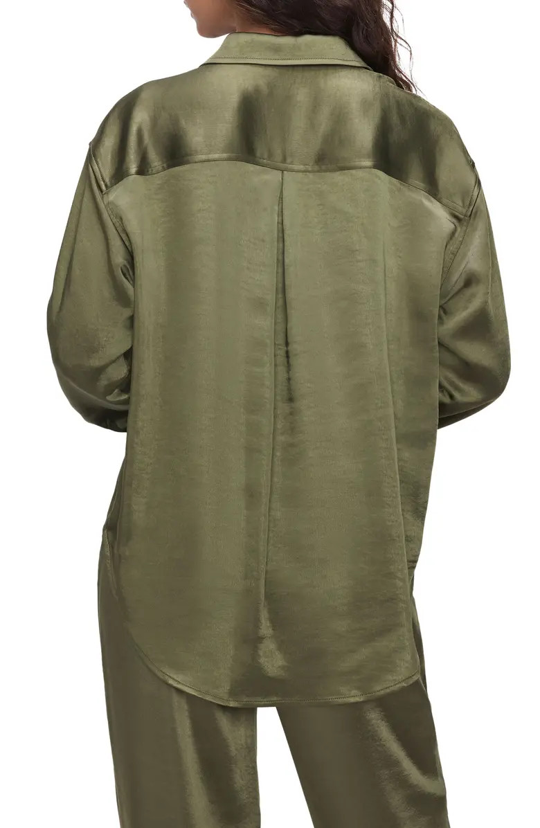 Washed Satin Button-Up Shirt | Nordstrom