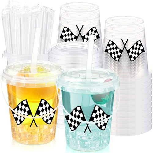 Funnymoom 50 Set Racing Car 34oz Drink Buckets, Clear | Amazon (US)