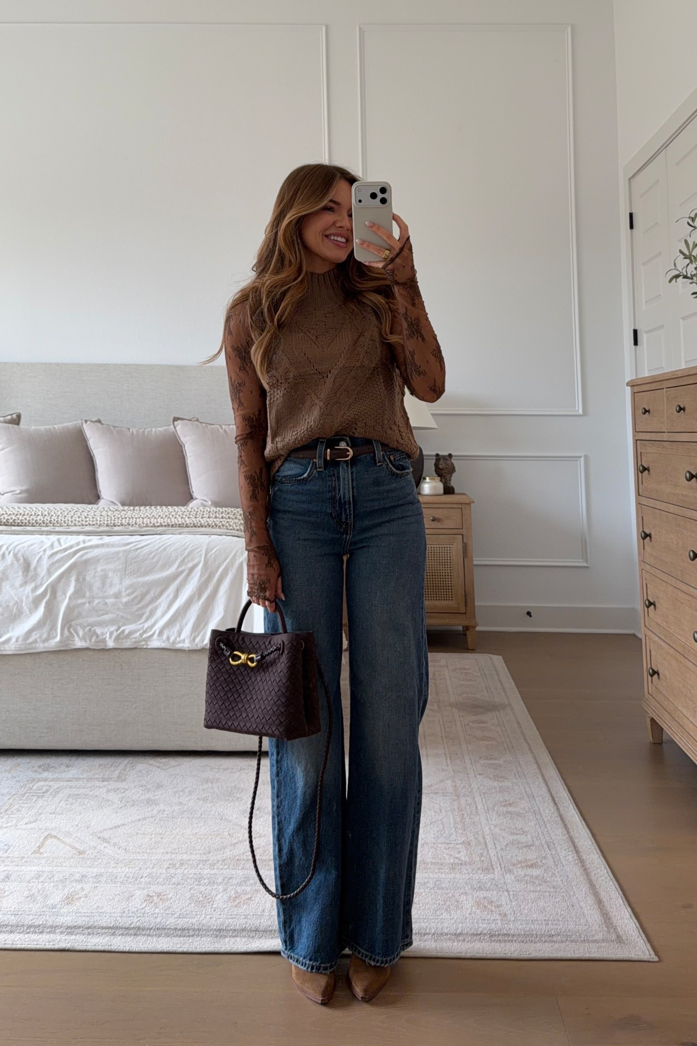 top: small // lace long sleeve: xs (wearing the pink lily one) // jeans: 24