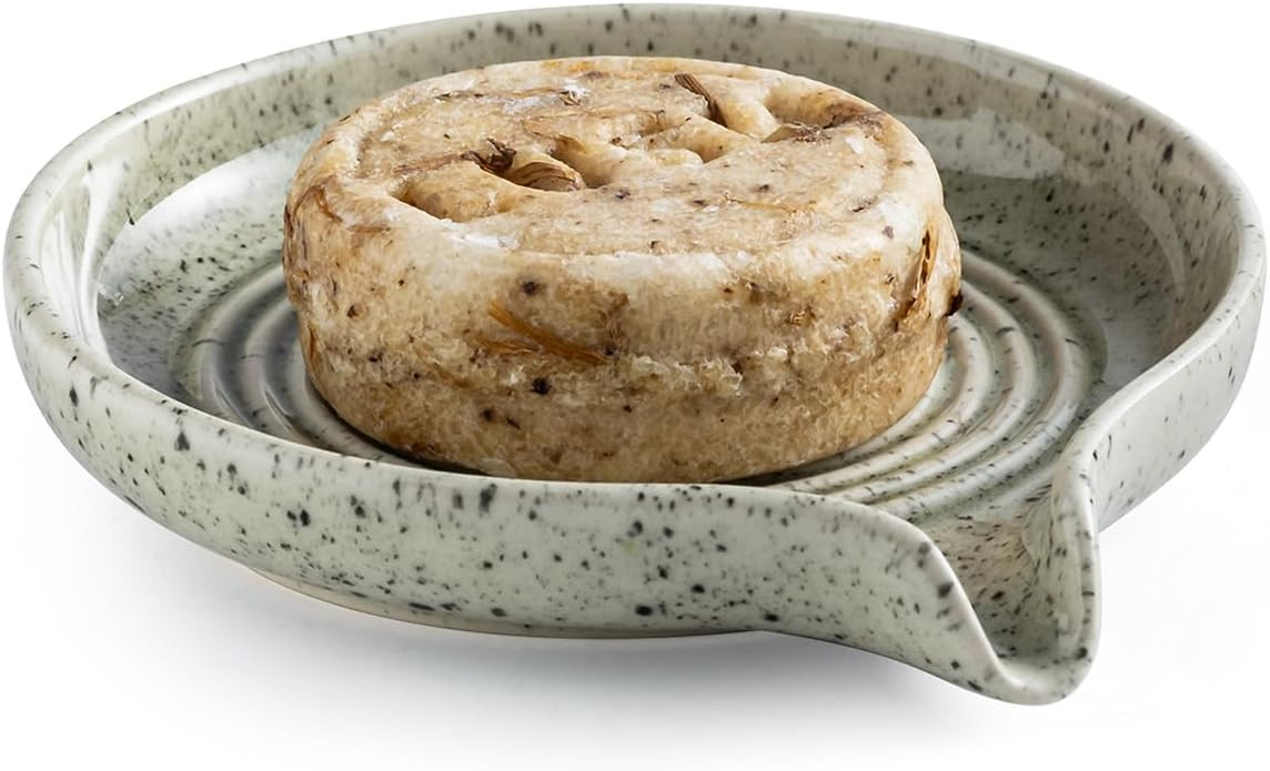 Soap Dish with Self-Draining Design, Ceramic Soap Holder with Drain Spout Soap Tray for Shower, B... | Amazon (US)