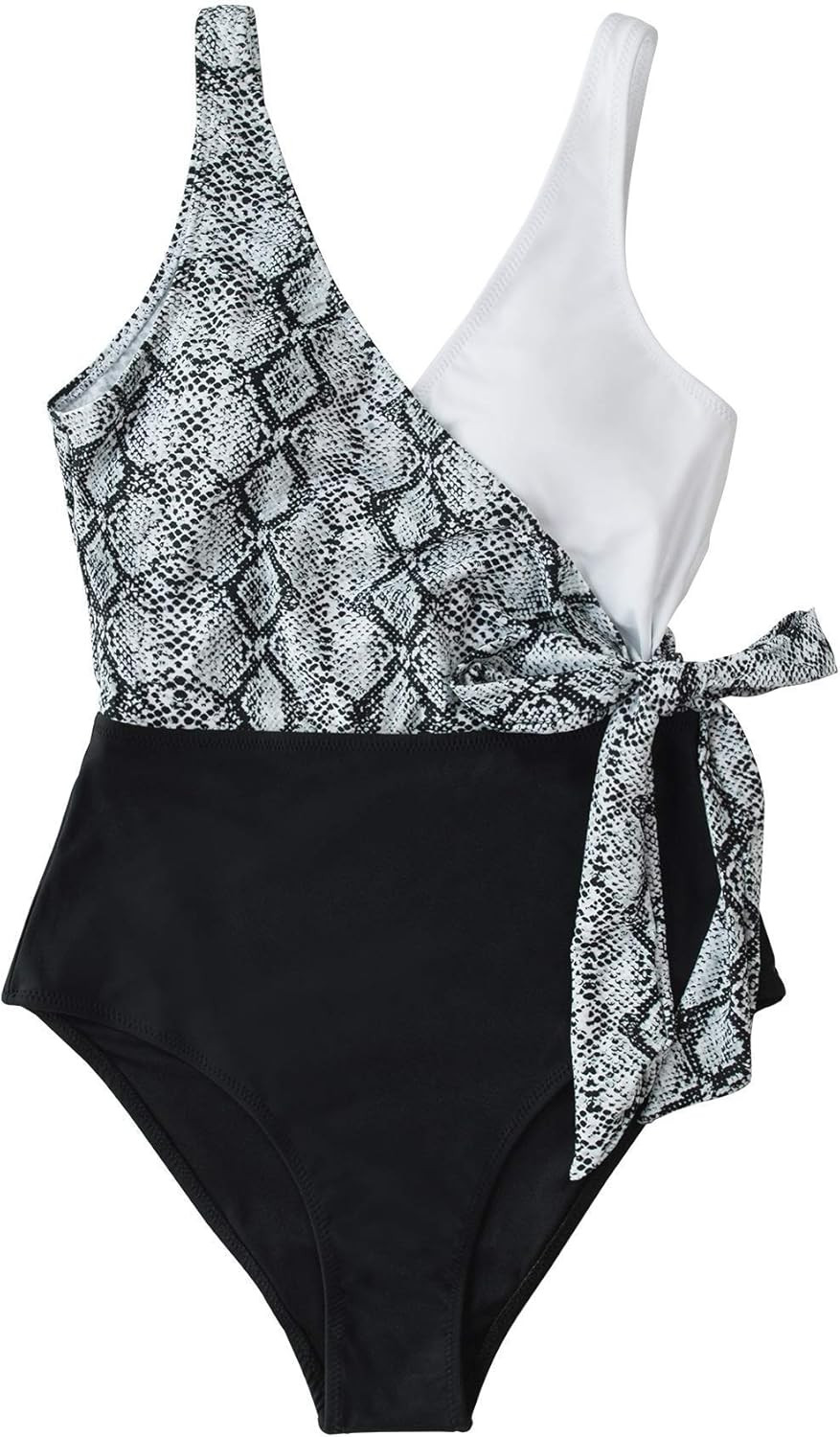 CUPSHE Women's One Piece Swimsuit Wrap Color Block Tie Side Bathing Suit | Amazon (US)