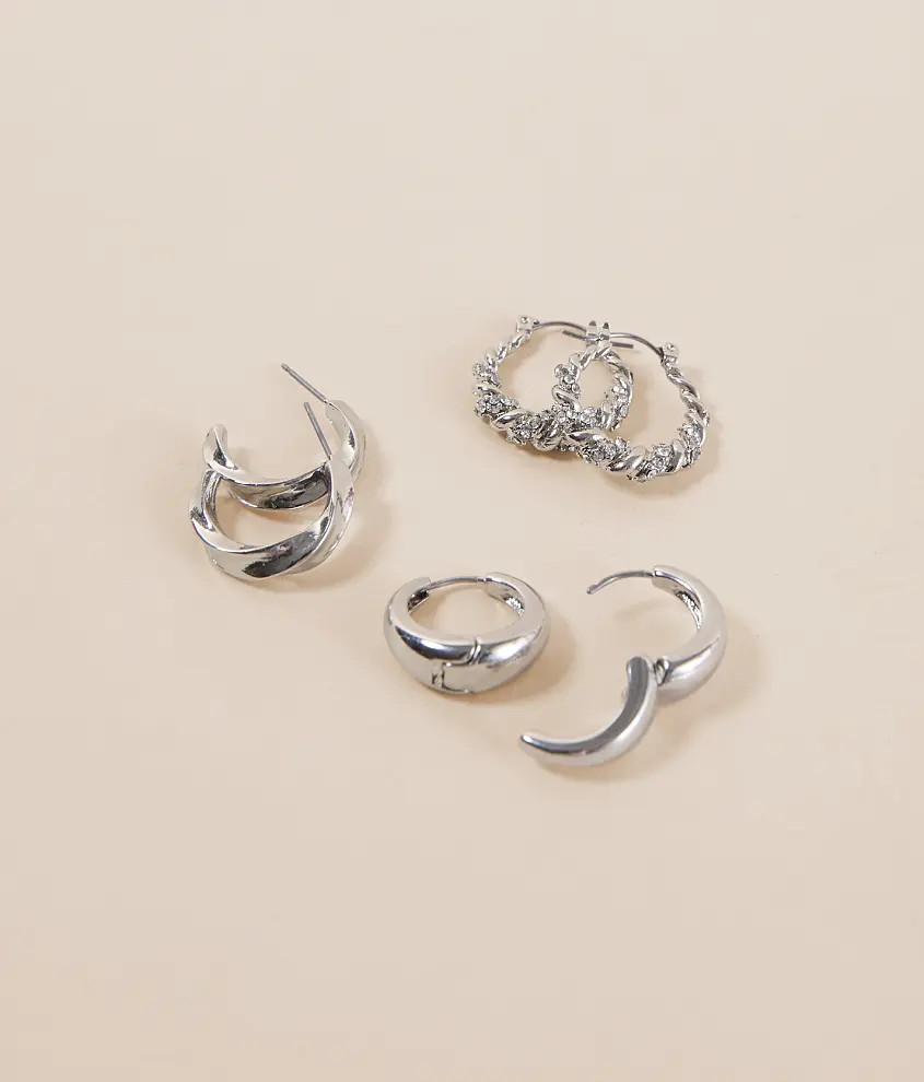 3 Pack Mixed Hoop Earring Set | Buckle