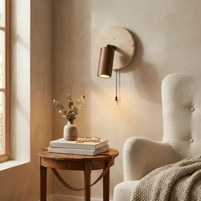 Travertine & Wood Adjustable Wall Sconce | Wayfair North America