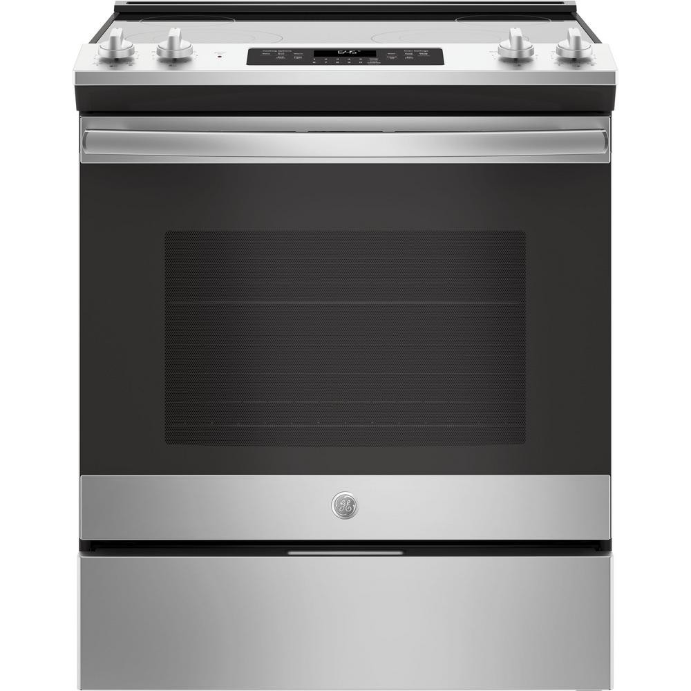 GE 30 in. 5.3 cu. ft. Slide-In Electric Range with Self-Cleaning Oven in Stainless Steel-JS645SLS... | The Home Depot