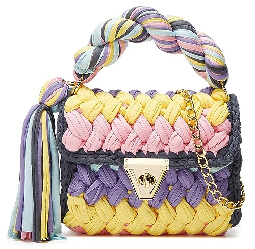 Chunky Yarn Knit Crochet Tote Purse Crossbody Bags for Women - Handwoven Evening Clutch Flap Shou... | Amazon (US)