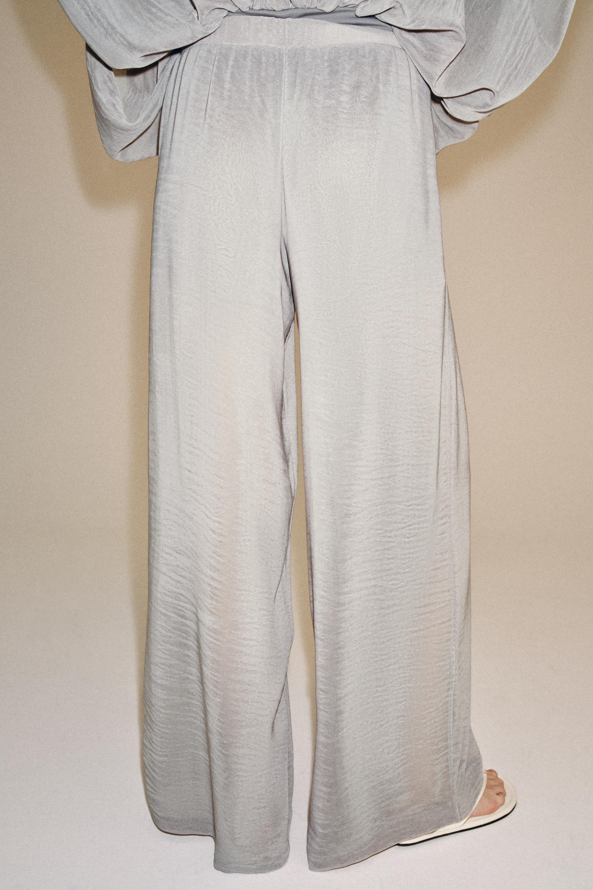SEMI-SHEER PALAZZO PANTS | Zara US
