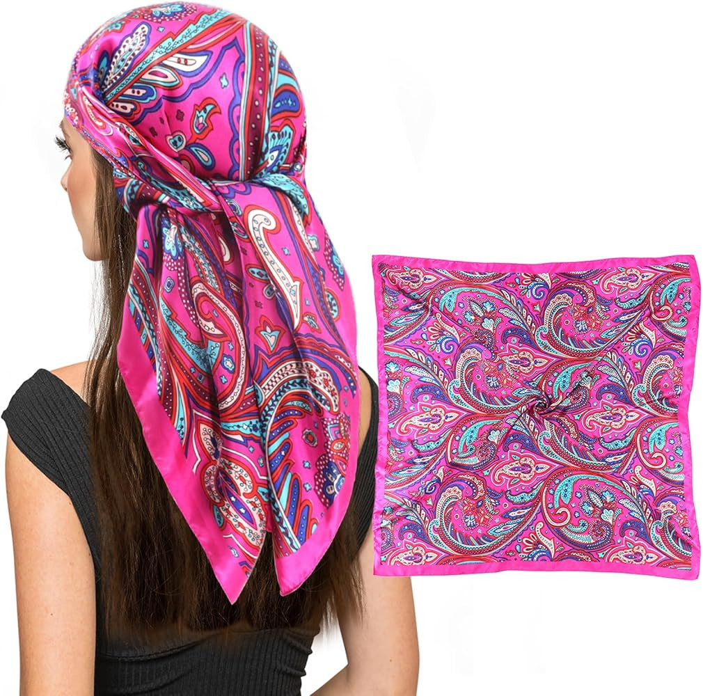 vimate 35" Square Silk Like Head Scarf - Women's Fashion Silk Feeling Scarf for Hair Wrapping and... | Amazon (US)