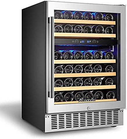 【Upgraded】AAOBOSI 24 Inch Dual Zone Wine Cooler 46 Bottle Freestanding and Built in Wine Refrigerato | Amazon (US)