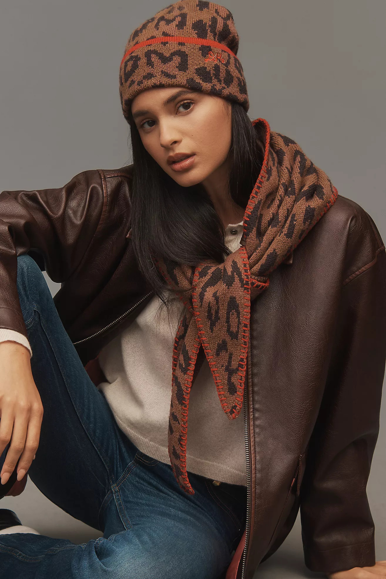 Damson Madder Leopard Triangle Scarf | Anthropologie (US)