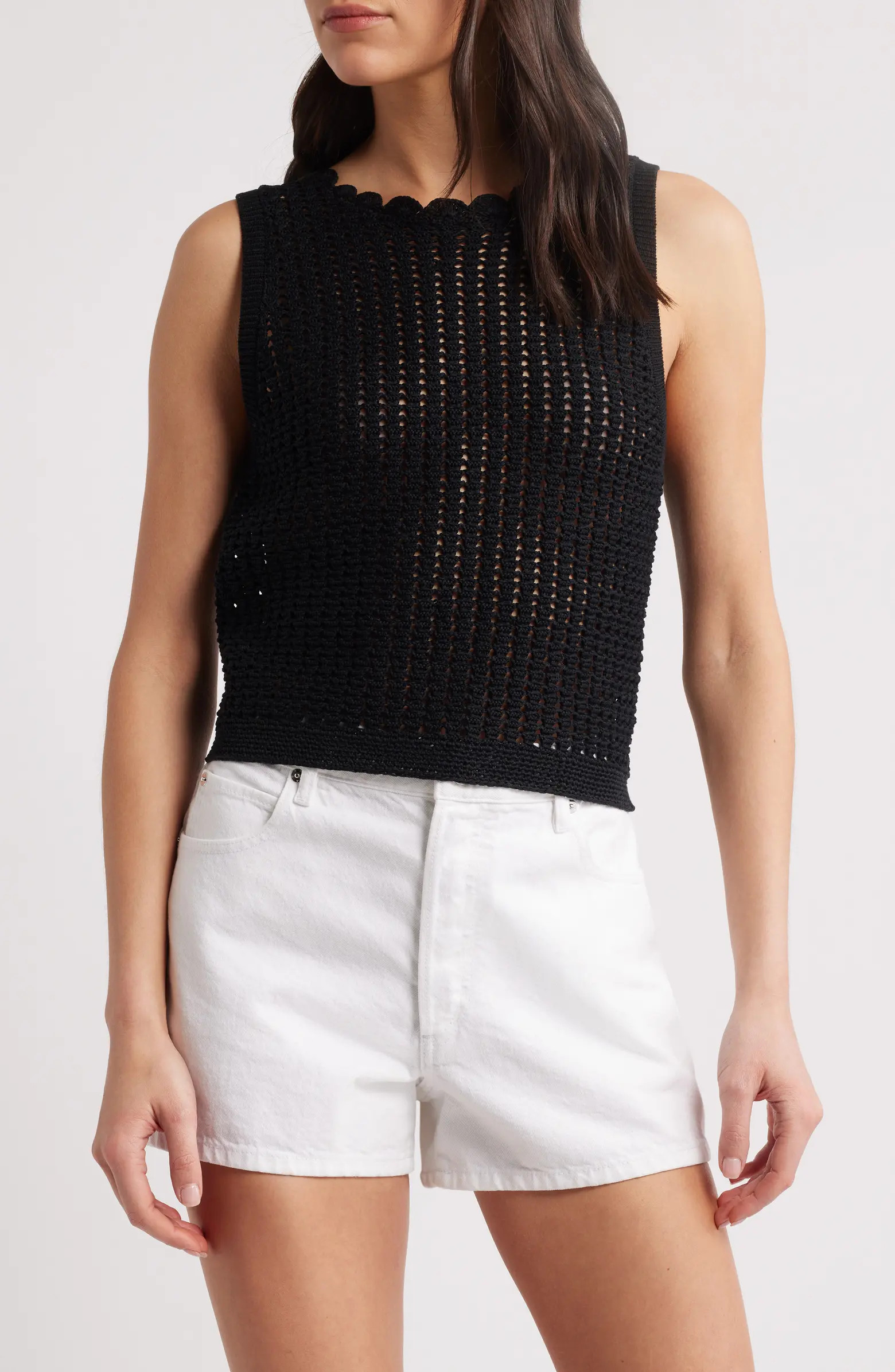 FRAME The Crochet Mercerized Cotton Tank | Nordstrom | Nordstrom