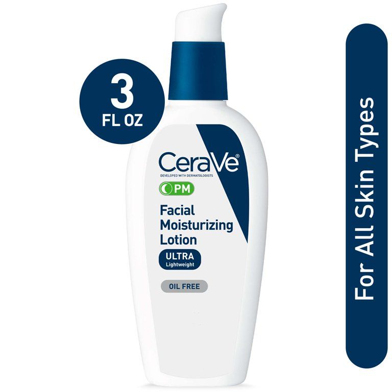 Cerave Facial Moisturizing Lotion, PM, Oil Free & Ultra Lightweight Face Lotion, 3 fl oz | Walmart (US)