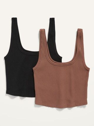 Fitted Ultra-Cropped Rib-Knit Tank Top 2-Pack for Women | Old Navy (US)