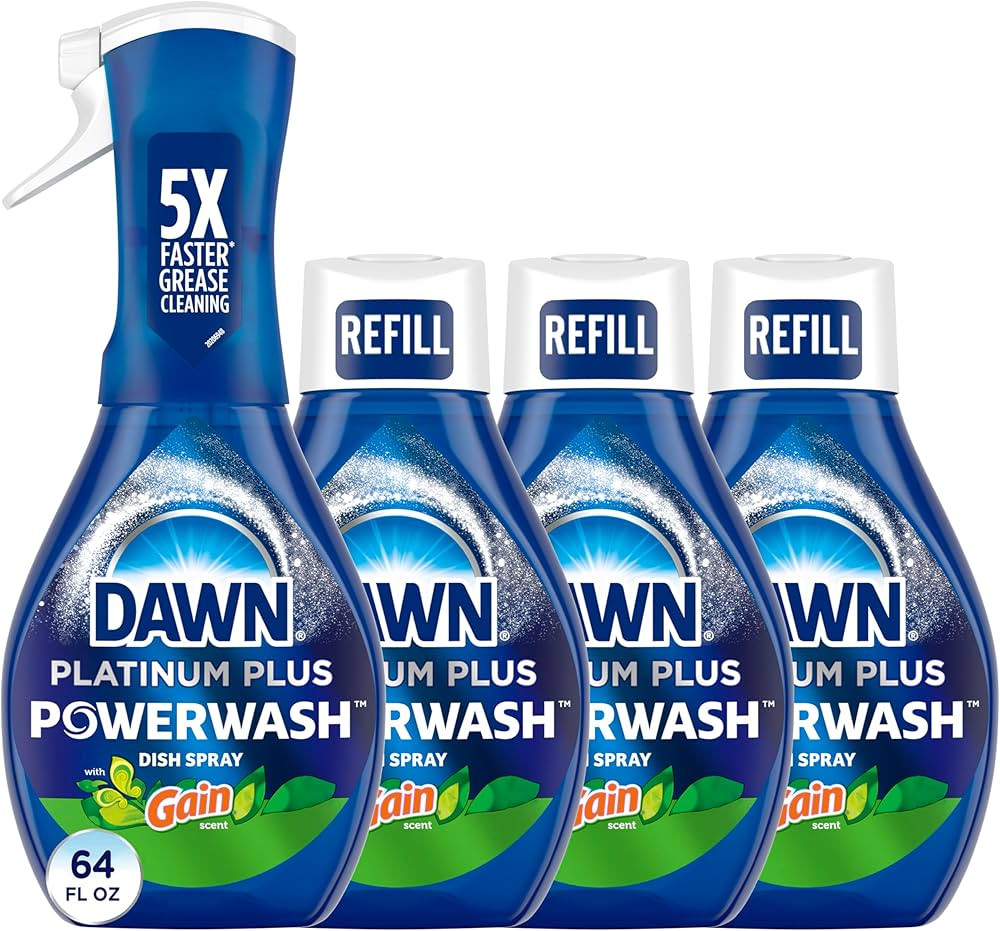 Dawn Powerwash Gain Original Dish Spray, Liquid Dish Soap, Dish Soap Refill, , 1 Starter Kit + 3 ... | Amazon (US)