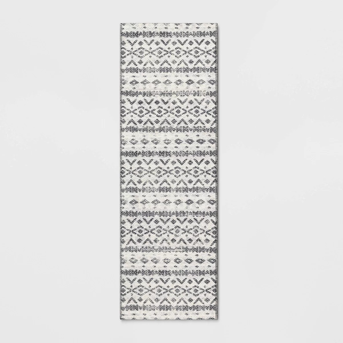 2'4"x7' Washable Luna Aztec Diamond Printed Runner Rug Black - Threshold\u2122: Indoor Entryway C... | Target