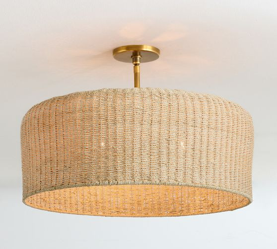 Bermuda Rattan Round Flush Mount (12"-24") | Pottery Barn (US)